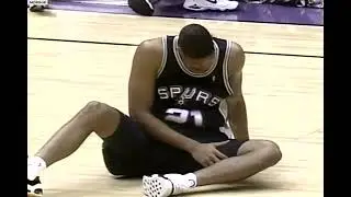 Shaq KO's Tim Duncan With The Ball And Walks Off
