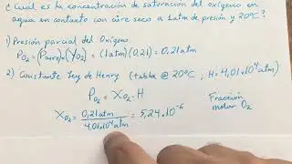 Ley de Henry ejercicio - Concentracion de Saturación de Oxígeno