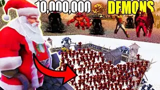 Can MINIGUN SANTA Hold VS 10,000,000 DEMON ARMY Invasion?! - UEBS 2: Christmas Mod