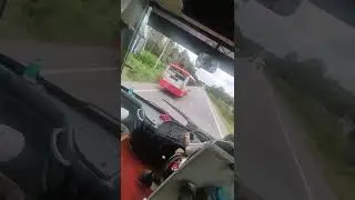 Volvo 8 Tyre Bus Overtakes Ordinary Bus in a dead straight Two lane Road