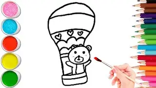 How to Draw Teddy Balloon | Easy Kids Art Tutorial |Child Art 🐋🌈🎨