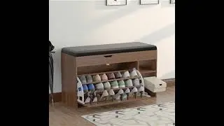 Entryway Tipping Bucket Wooden Shoe Storage Bench
