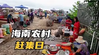 实拍海南农村小镇赶集日，物价高到离谱，都快赶上北上广了