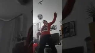 Doing some kick ups with inflatable ball(comes with goal but didn't use it)