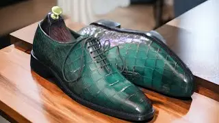 Maroon Oxfords Whole-cut alligator shoes for men