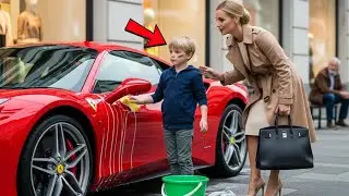 Ein Junge Wusch Den Ferrari Einer Reichen Für 1 Euro… Sie Erfuhr, Dass Ihr Vater Krank War