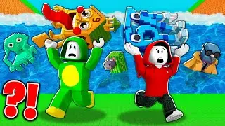 JJ and Mikey Save Brainrots from a Tsunami - Maizen Roblox