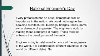 National Engineer&rsquo;s Day | Essay on National Engineer's Day | #engineersday #engineering