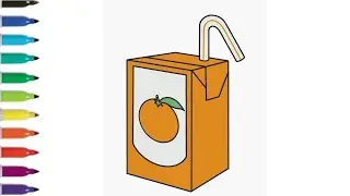 Easy Juice Box Drawing and Coloring for Kids | Orange Juice Pack Drawing | Simple Art Tutorial