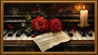 Vintage Piano and Red Roses Painting | Soft Piano Ambience | Valentine Frame TV Art Screensaver