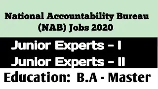 National Accountability Bureau Lahore for Junior Expert-II -NAB Jobs 2020