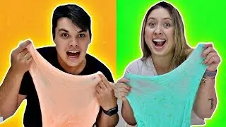 QUEM FEZ A MELHOR SLIME COLORIDA de 1KG? LARANJA VS VERDE Tata e Henrique