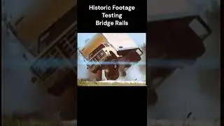 Big Yellow Moving Van Crash Test Into Bridge Rail | Truck Nearly Rolls Over | Wheels Left Spinning