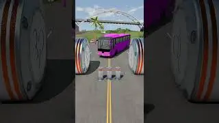 Colourful City Buses & Loaded Bus vs Hydraulic Crush - BeamNG.Drive #shorts #beamngdrive