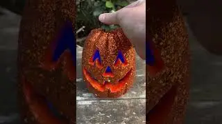 Light up LED color change Jack o lantern with glitter #halloween #pumpkin #gothic