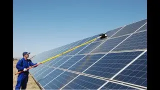 Solar Panel Cleaning Brush Set, Electronic Rotating Brush Roller with Water Dispensing