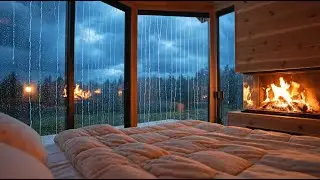 🔴 LIVE ASMR Rain at Cozy Glass Bedroom 🌧️🔥 Deep Sleep, Stress Relief, Anxiety Healing | Rain Sounds
