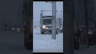 UNMARKED MACK Garbage Truck Turning Snowy Weather