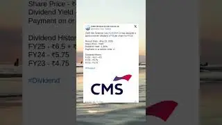 CMS Info Systems Ltd has declared a Special Dividend for FY25. #BreakingNews #StockMarket