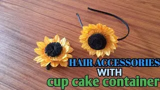 Hair accessories with cup cake container #diy # trash to treasure 