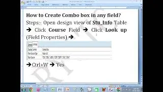 How to Create Combo Box in MS Access | Lookup Field in Table Design | Student Info Example | RYCTC