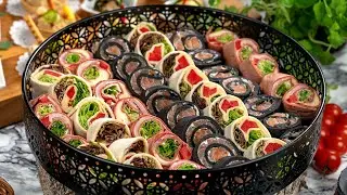 Tortilla rolls - quick colorful snacks for party at home