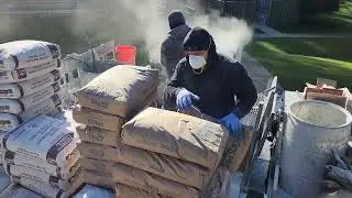 The process of plastering a white commercial pool . Enjoy 😉 #poolplaster #mixing