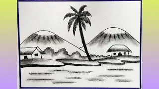 Beautiful Scenery Drawing For Beginner//Easy Step By Step//Easy Scenery Drawing ❤️😁😉😀