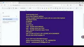 BASIC SYLLABUS AZURE DATA ENGINEER