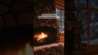 Ambient 2 Hour Winter Stone Fireplace Crackling in Cabin Stress Relief Piano Music #fireplacesounds