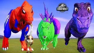 Spiderman Trex Vs Chomper Vs Hulk Godzilla Acrocanthosaurus | Jurassic World Evolution