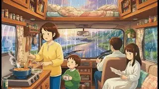 A Rainy Day in Our Mobile Home: Cozy Moments Together | Ghibli-Style Video