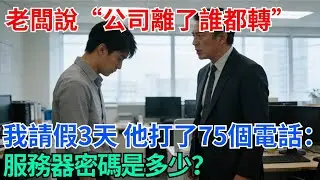 老闆說“公司離了誰都轉”，我請假三天，他打了75個電話：服務器密碼是多少？【奇趣天下】#職場逆襲#職場智慧#爽文職場#工作日常#完結爽文