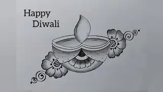 How to draw a Designer Diya | Diwali Diya drawing| Diwali drawing with Pencil| Happy Diwali drawing