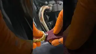 Bootlace Triumph Speed Twin exhaust header shine! #motorcycle #polishing #