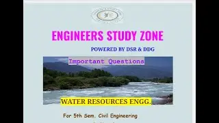 Water Resources Engineering | Unit-05, 1|5th Sem Civil Engineering | Important Questions| Discussion