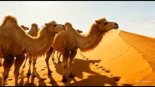 Camels in the dessert | Screen Saver | Animals