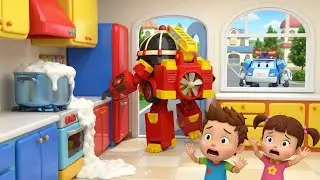 Kitchen Safety: The Milk Foam Rain │ Best Safety Series 🚔 | Robocar Poli | Kids Cartoons