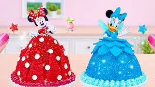 Miniature Princess Cake Decorating 🍭 Satisfying Minnie and Daisy Dress Cake Ideas 💖🌟Princess Mini