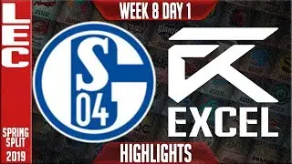 S04 vs XL Highlights | LEC Spring 2019 Week 8 Day 1 | Schalke 04 vs Excel Esports
