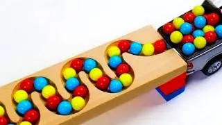 ASMR Marble run on track HABA - Marble run race ASMR row HABA slope & big dump truck