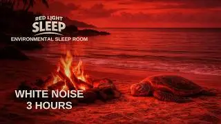 RED LIGHT SLEEP FOR ADULTS | OCEAN CAMPFIRE WITH SLEEPING TURTLE WITH WHITE NOISE
