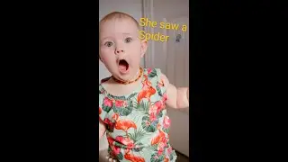 She is terrified of SPIDERS😮🕷️😂 #cute #baby #scary