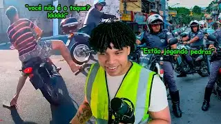 IDIOTAS tentando dar fuga e popula&ccedil;&atilde;o atacando a POL&Iacute;CIA | Fugas de motos #5