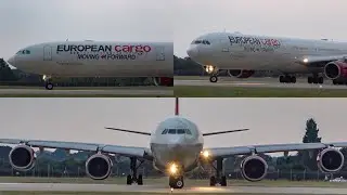 European Cargo Airbus A340-642 Takeoff and Backtrack Turnaround at Bournemouth Airport