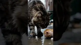 Hero Cat Saves a KITTEN 😭🐾 #shorts  #cute