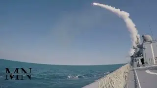 Rocket fire of the frigate 
