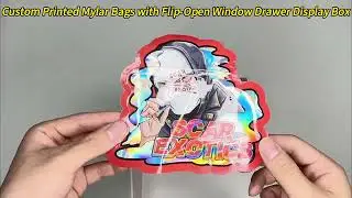 Custom Mylar bags with drawer-style window display boxes