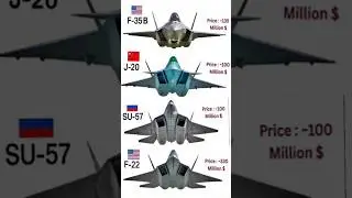 fighter jet price comparison F-35B vs SU-57 vs J-20 vs F 22💸✈️#shorts #militaryaircrafts #usa #china