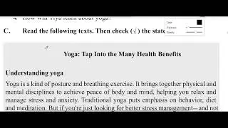 Nine Ten English First Paper, Unit-3,lesson -1,page-30,Yoga is a Kind of Posture and breathing exerc